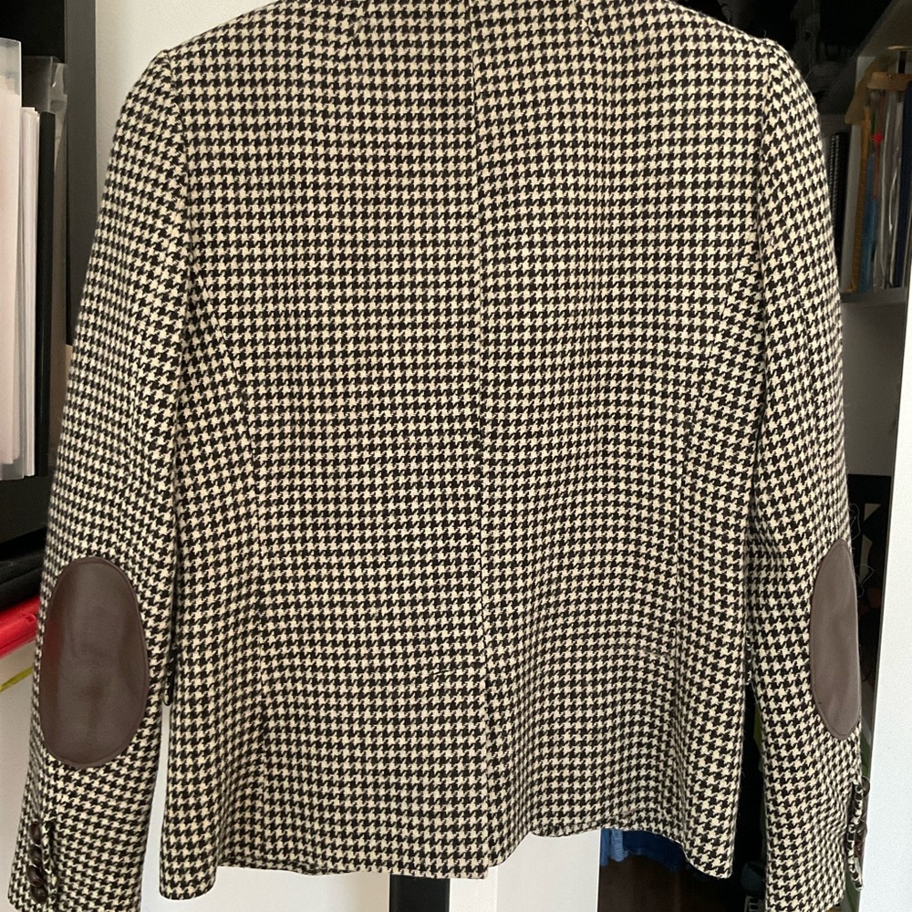 EUC J. Crew Women's Houndstooth Blazer in Black and Cream 100% Wool - Picture 6 of 12